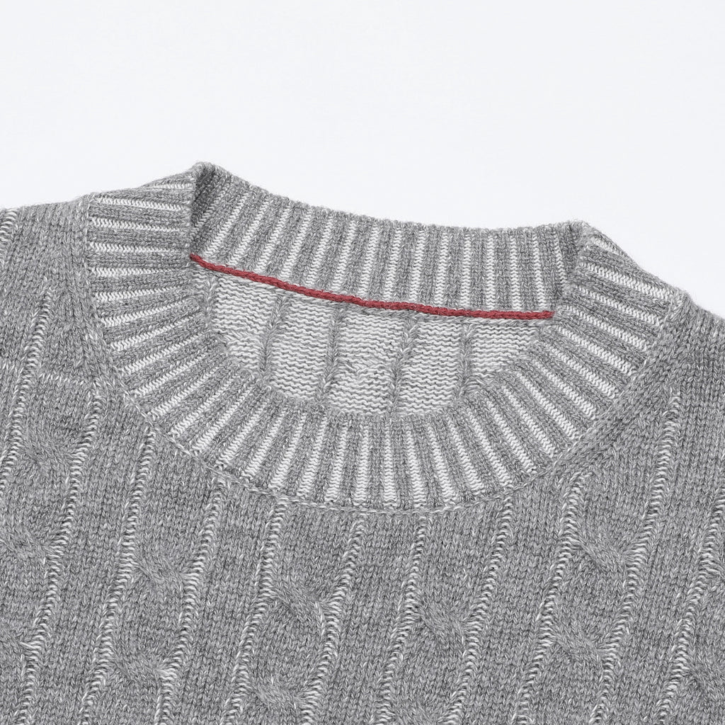 Loro Piana Women's Men's Grey Cable-Knit Crewneck Sweater