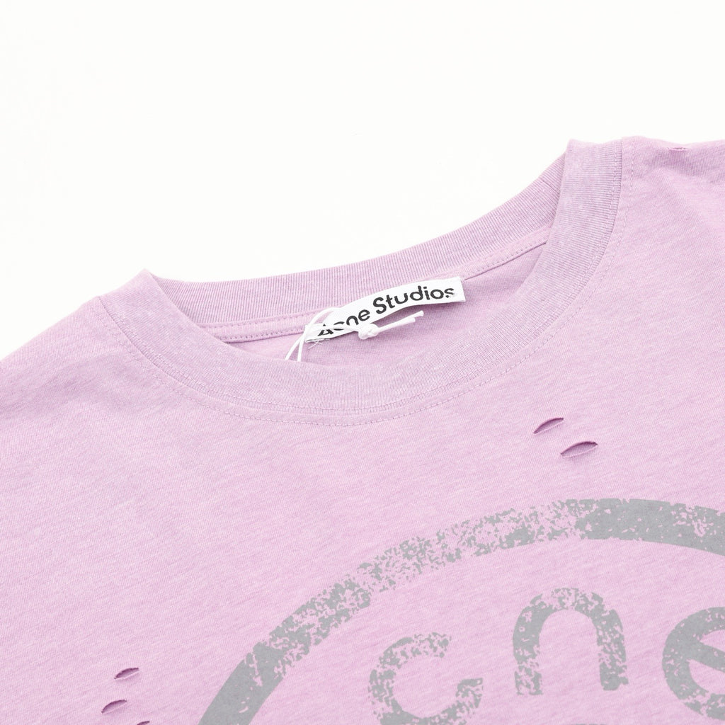 Acne Studios Women's Men's Light Purple Distressed Layered-Look Long-Sleeve T-Shirt