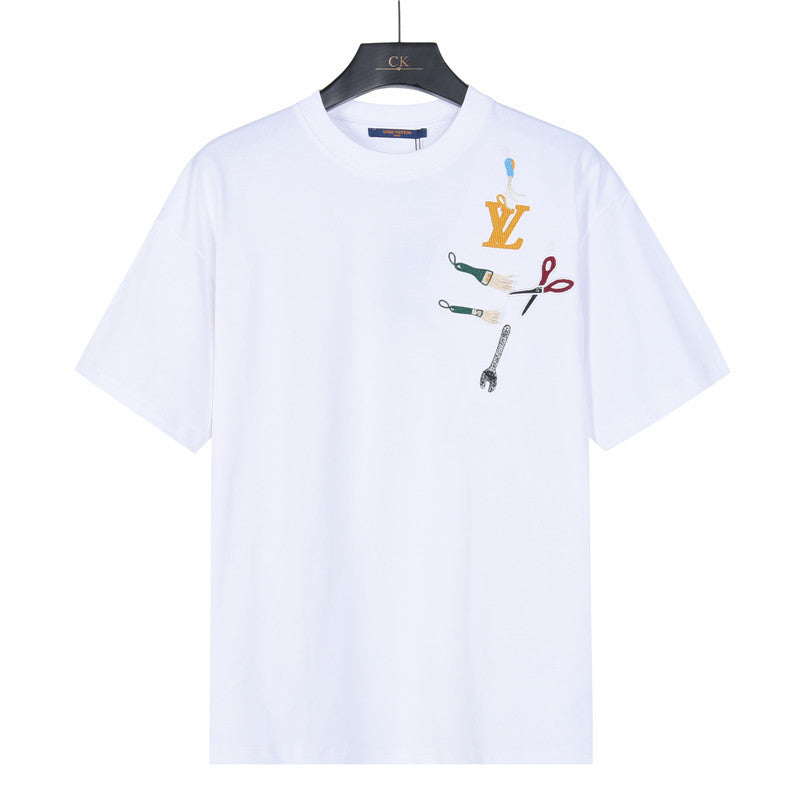 Louis Vuitton Craft Tools Embroidered Short-Sleeve T-Shirt in White