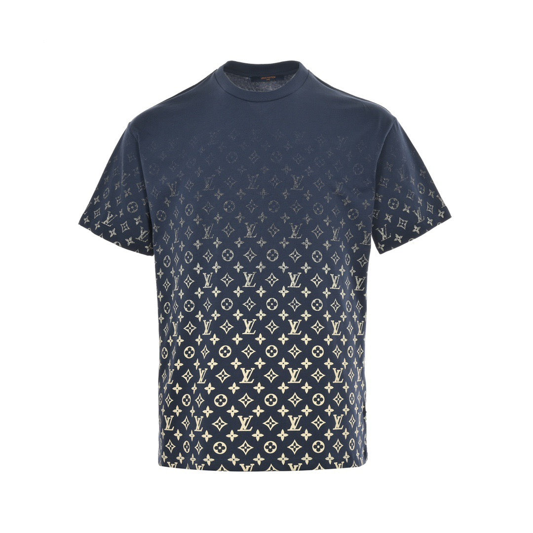 Louis Vuitton Gradient Monogram Print Short-Sleeve T-Shirt in Navy Blue