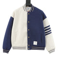 Thom Browne Women's & Men's Navy & White Split 4-Bar Varsity Jacket