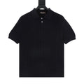 Loro Piana Women's Men's Black Cable-Knit Short-Sleeve Polo Shirt