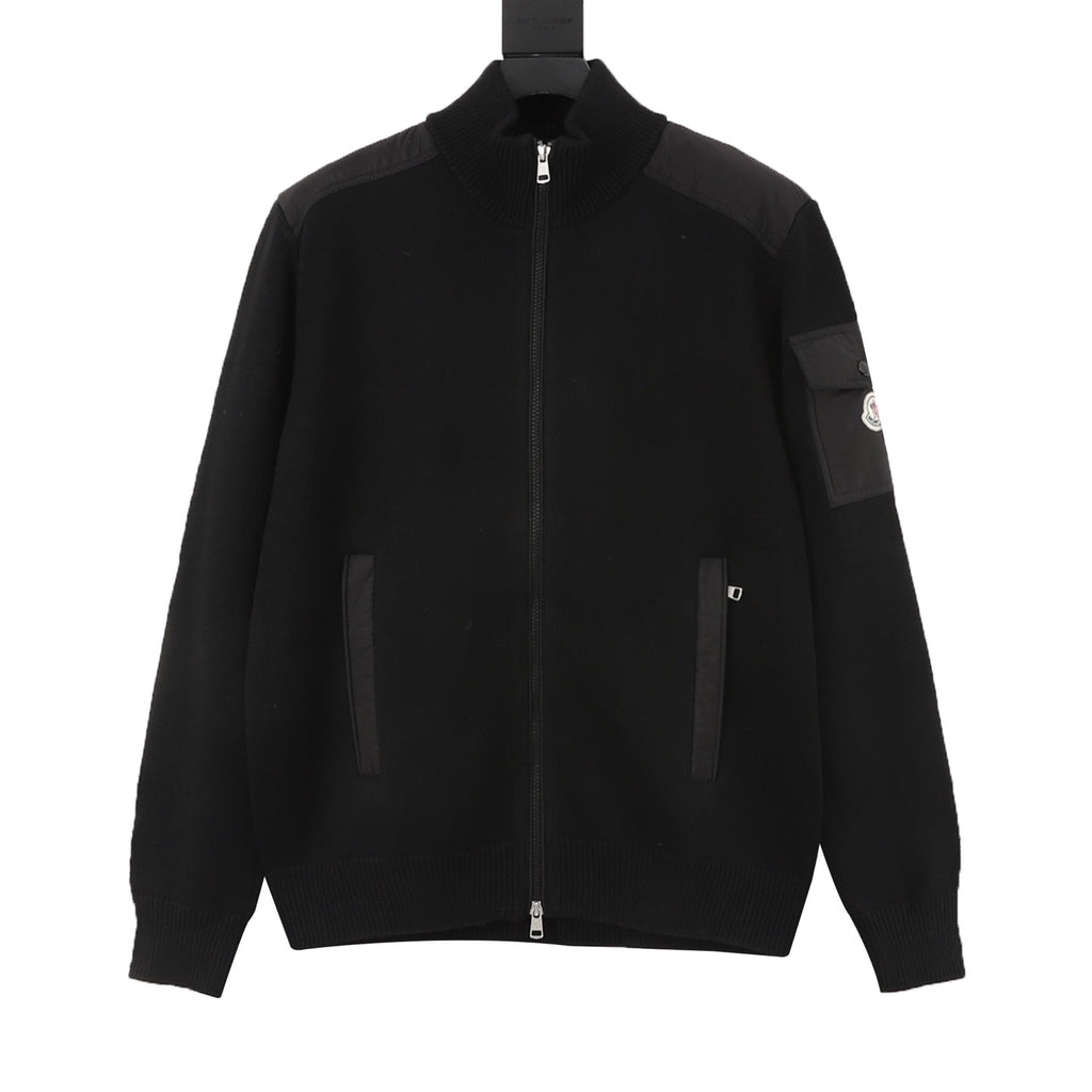 Moncler Women's & Men's Black Stand-Collar Full-Zip Knit Jacket
