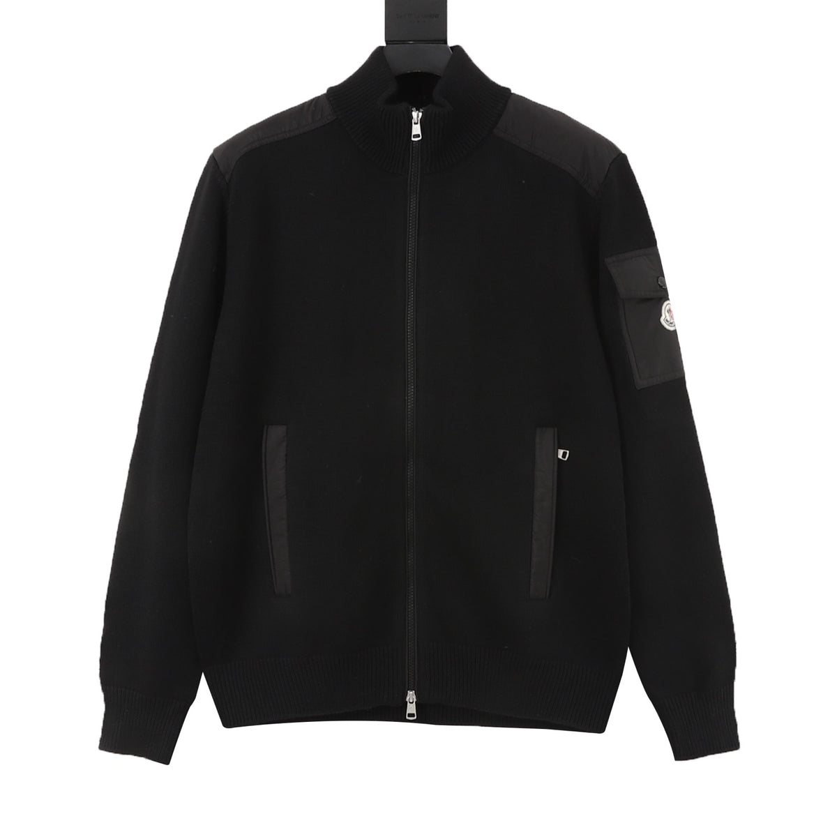Moncler Women's & Men's Black Stand-Collar Full-Zip Knit Jacket