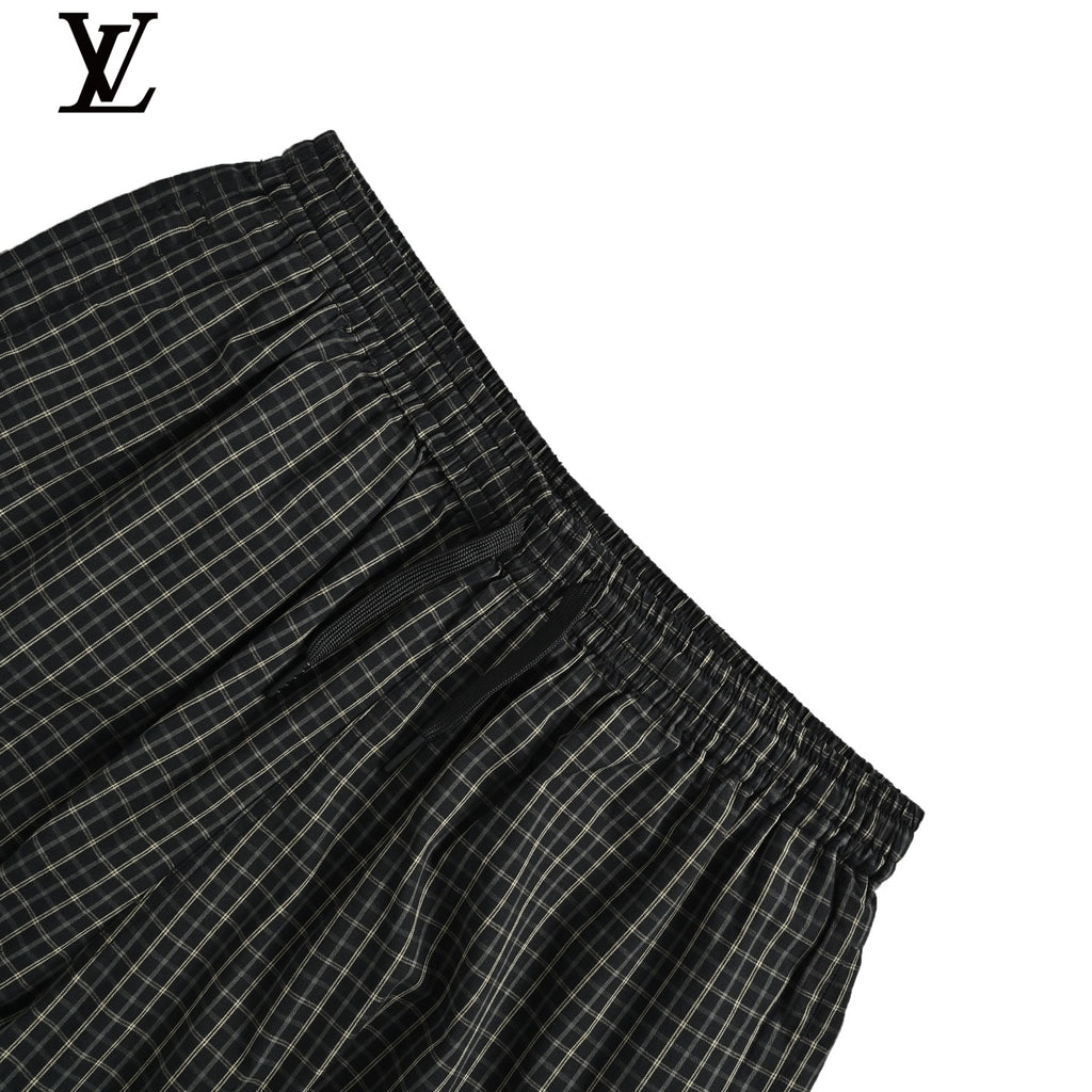 Louis Vuitton Men's Black Check Drawstring Shorts