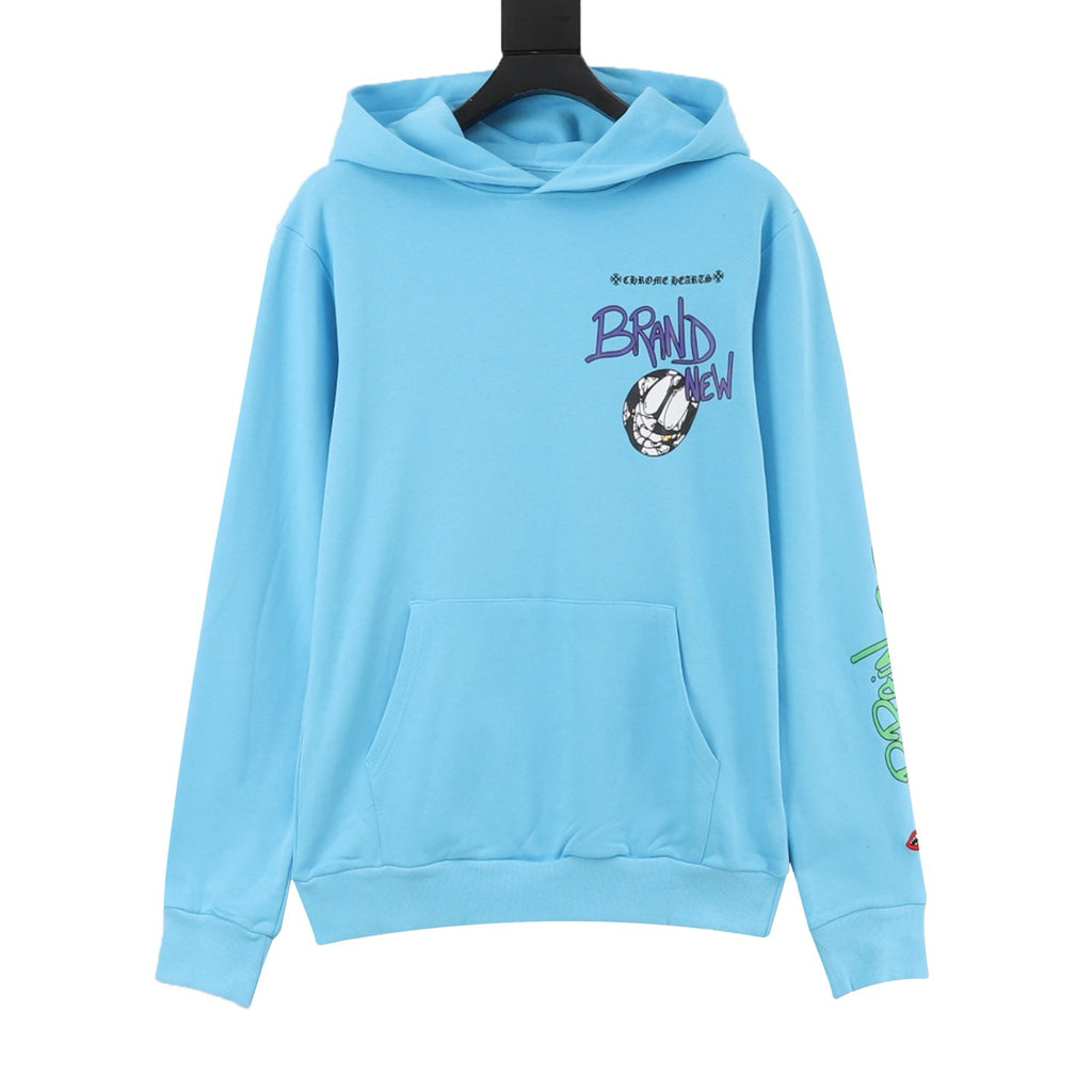 Chrome Hearts Women's Men's Light Blue Graphic Hoodie