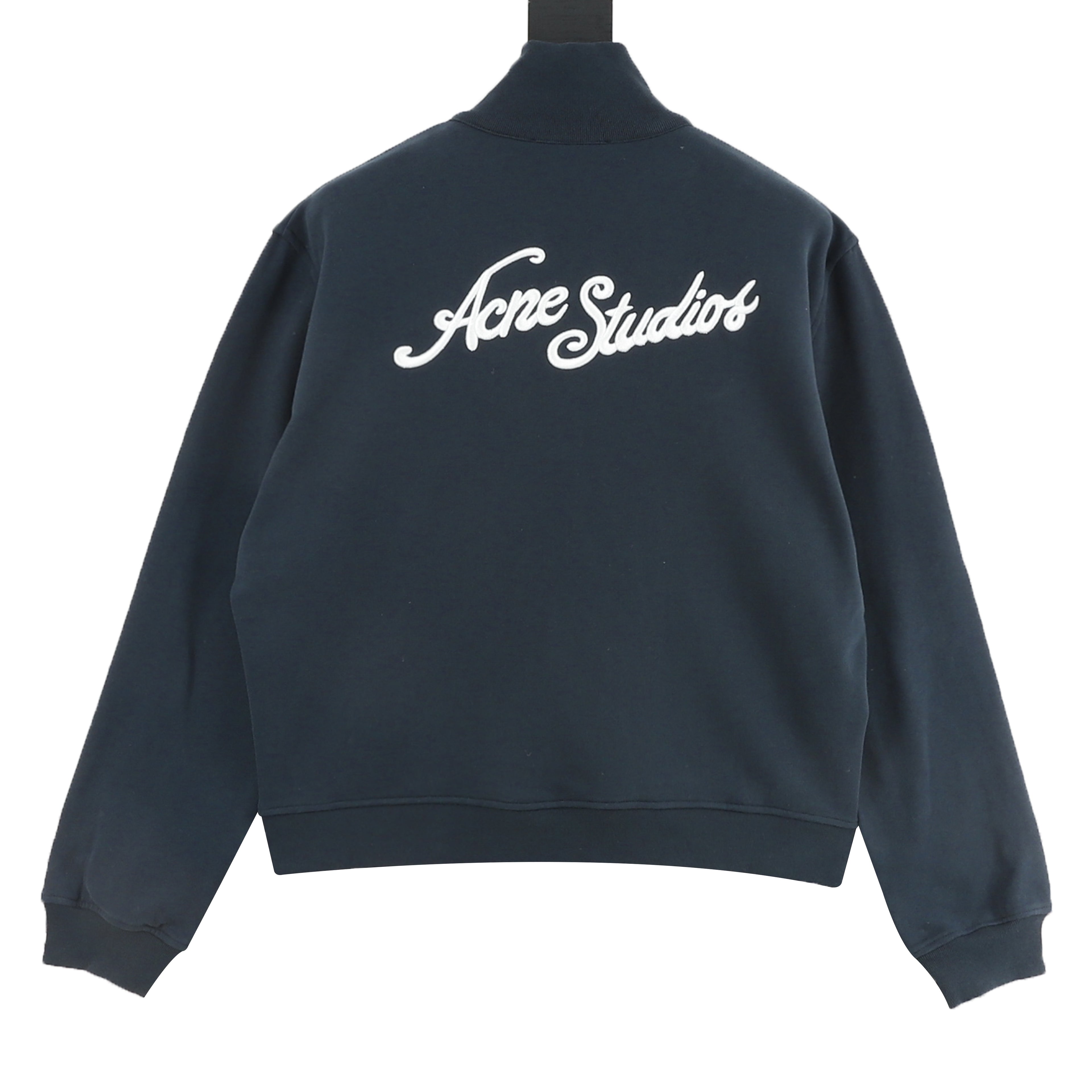 Acne Studios Tonal Script Embroidery Zip Jacket — Black