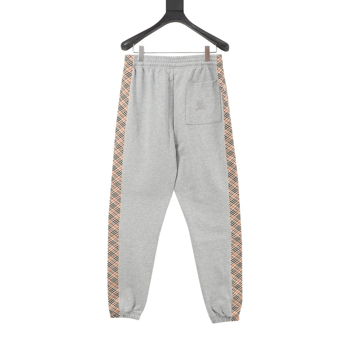 Burberry Women's & Men's Heather Grey Check Detail Drawstring Sweatpants