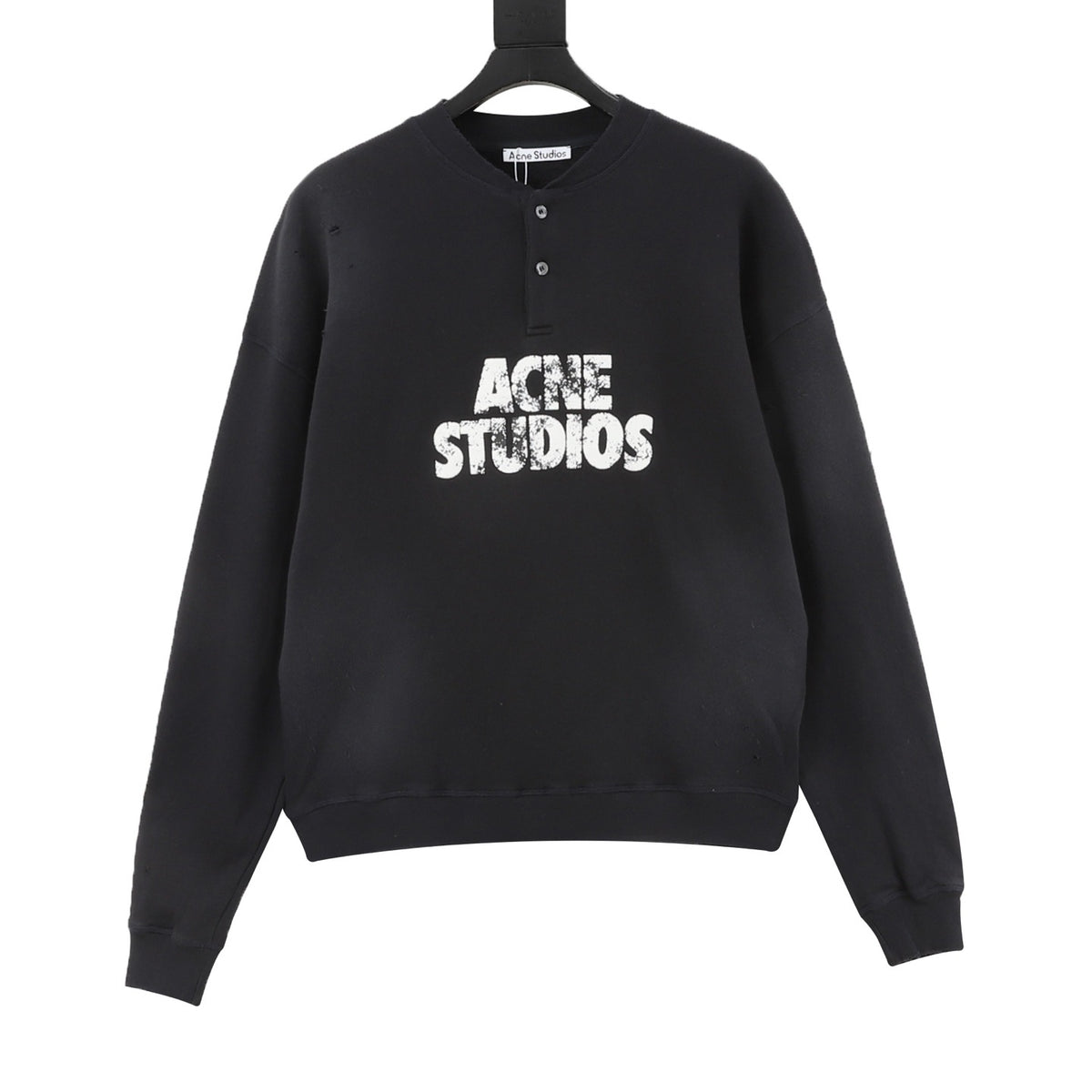 Acne Studios Women's Men's Black Logo Henley Sweatshirt