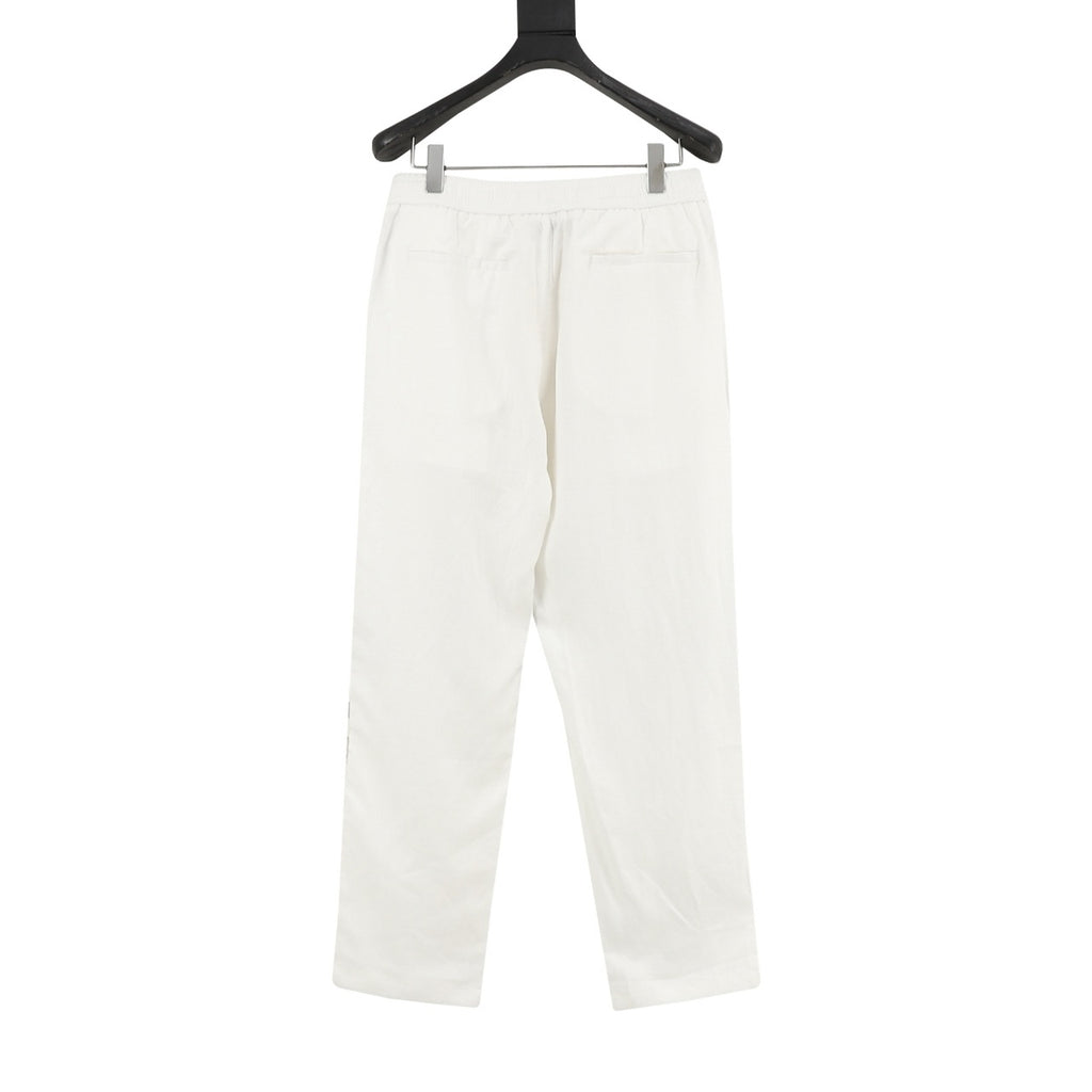 Brunello Cucinelli Drawstring Herringbone Linen Trousers