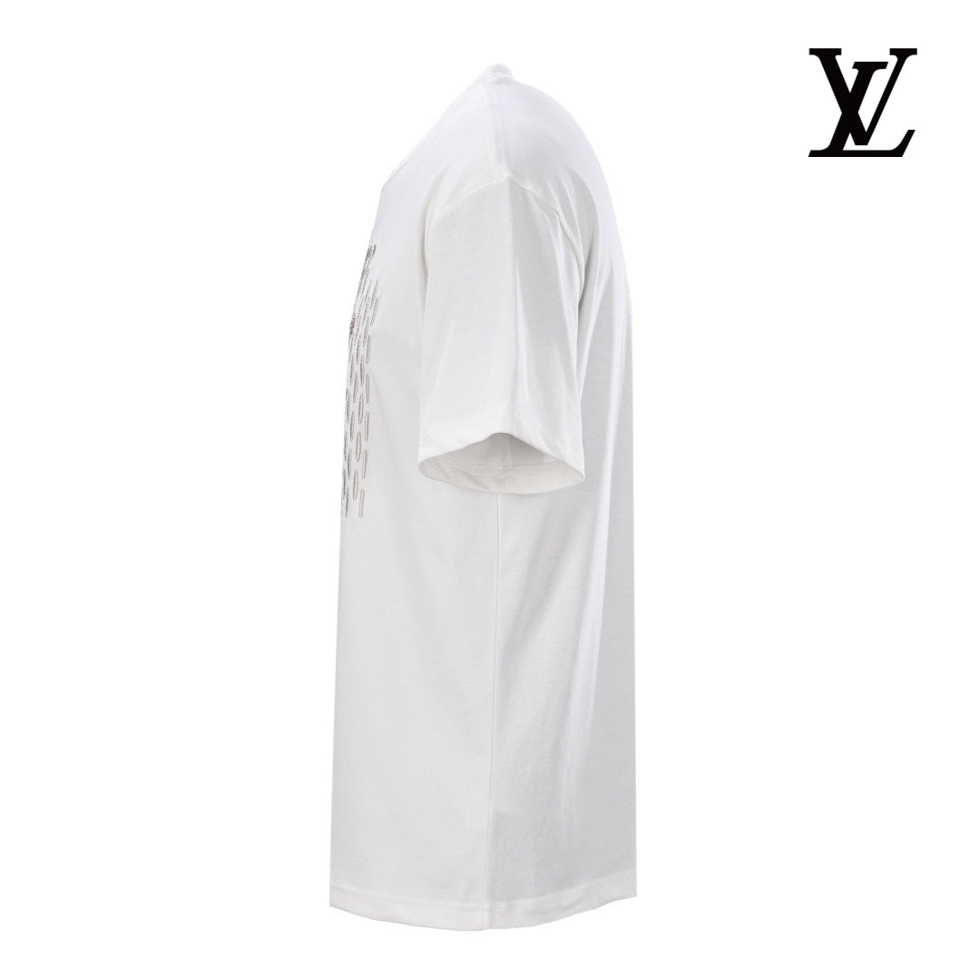 Louis Vuitton Men's White Beaded Letter T-Shirt