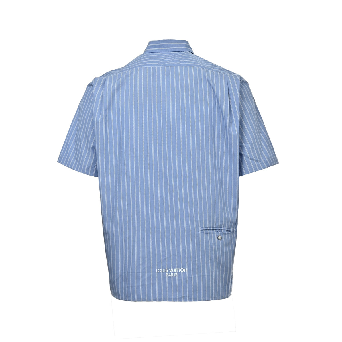 Louis Vuitton Striped LVM Print Short-Sleeve Shirt in Blue