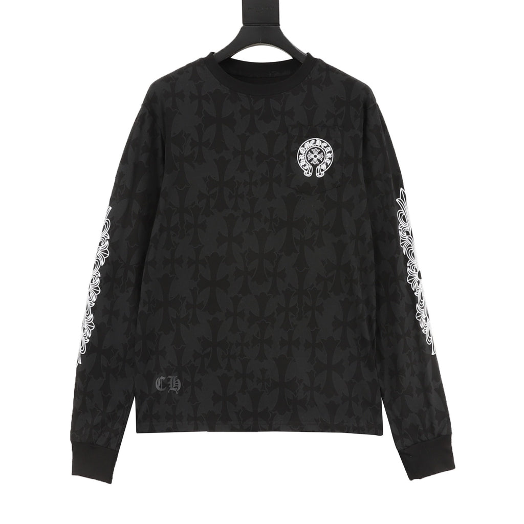 Chrome Hearts 25FW Dark Pattern All-Over Print Long-Sleeve T-Shirt