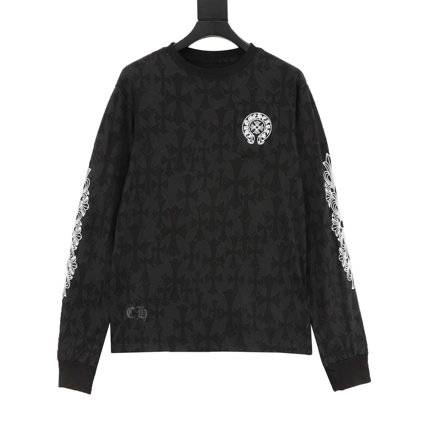 Chrome Hearts 25FW Dark Pattern All-Over Print Long-Sleeve T-Shirt