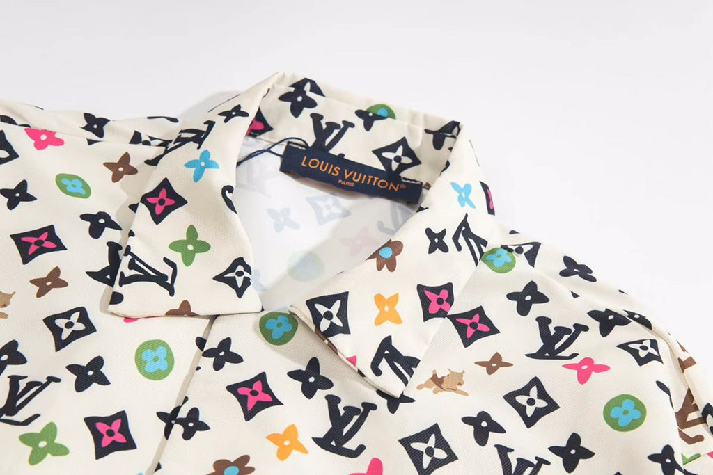 Louis Vuitton Multicolor Graffiti Monogram Short-Sleeve Shirt in White