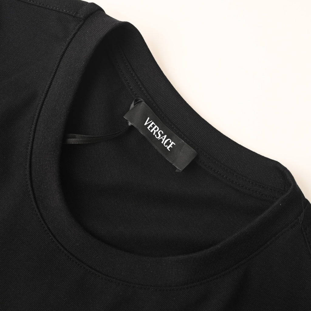 Versace Men's Black Gold Medusa Embroidered Short-Sleeve T-Shirt