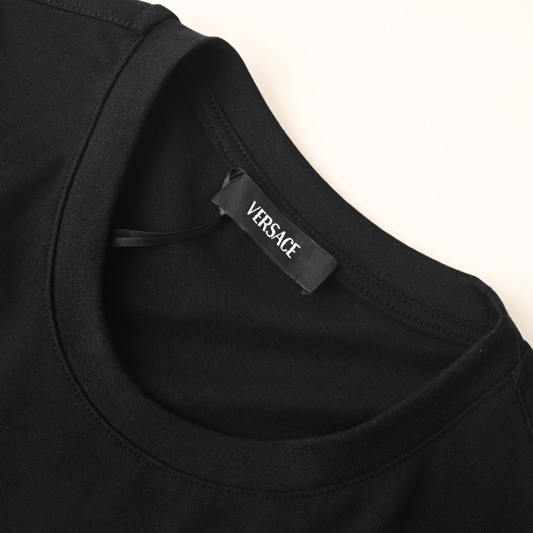 Versace Men's Black Gold Medusa Embroidered Short-Sleeve T-Shirt