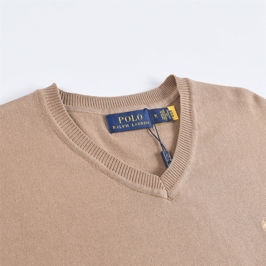 Polo Ralph Lauren Women's & Men's Camel Pony Logo V-Neck Knit Sweater