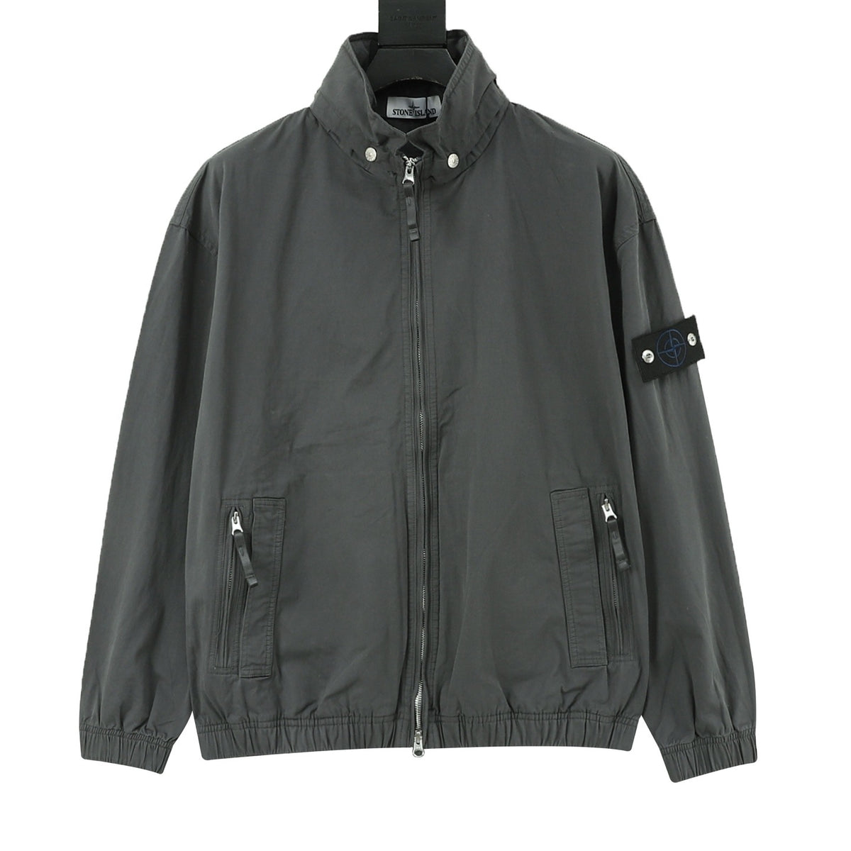 Stone Island Women's & Men's Dark Grey Compass Patch Stand-Collar Zip-Up Jacket