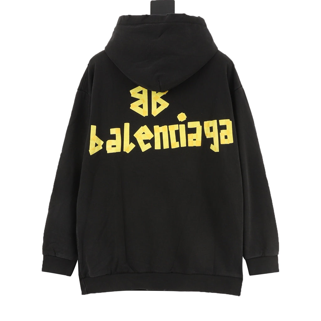 Balenciaga 26SS Destroyed Logo Print Washed Hoodie