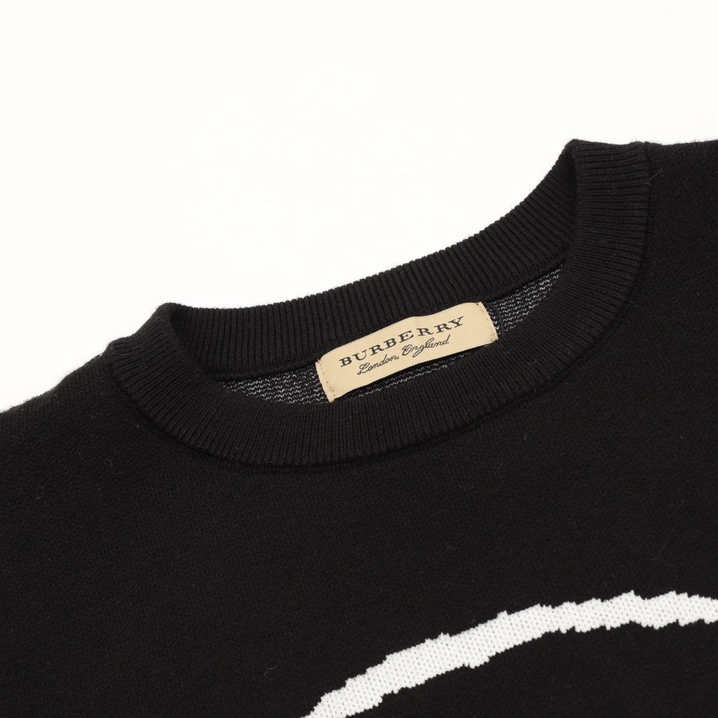 Burberry Women's Men's Black Abstract Equestrian Knight Crewneck Sweater