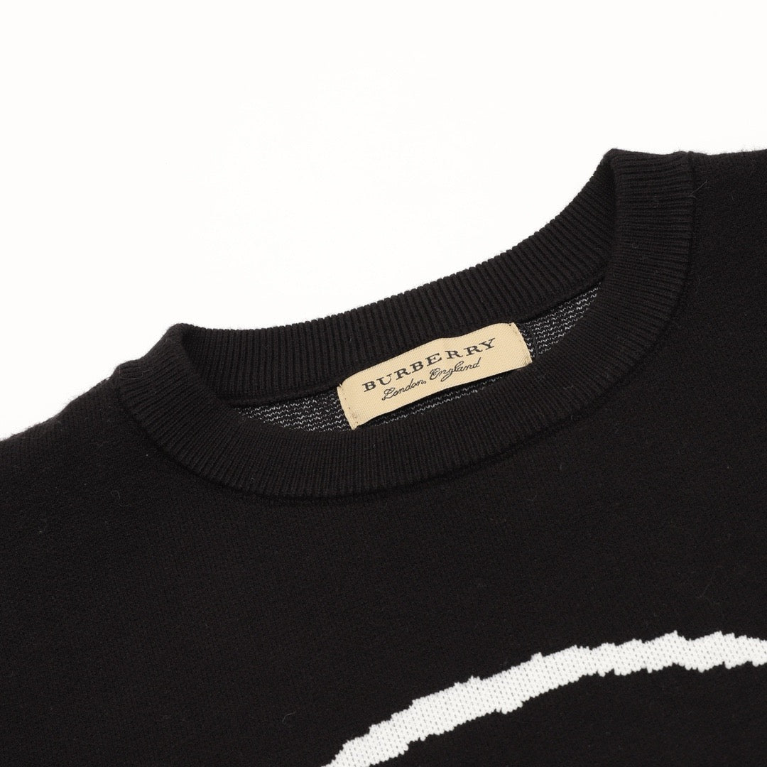 Burberry Women's Men's Black Abstract Equestrian Knight Crewneck Sweater
