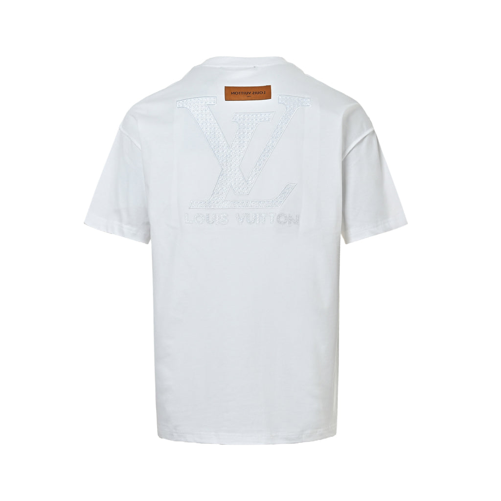 Louis Vuitton Embossed Square LV Logo Short-Sleeve T-Shirt in White