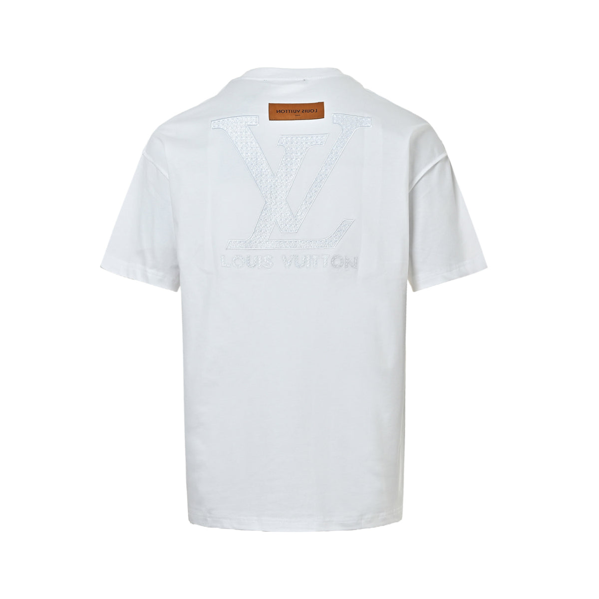 Louis Vuitton Embossed Square LV Logo Short-Sleeve T-Shirt in White