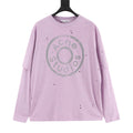 Acne Studios Women's Men's Light Purple Distressed Layered-Look Long-Sleeve T-Shirt