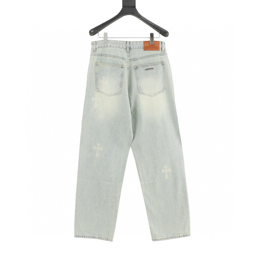 CH Classic White Cross Denim Trousers