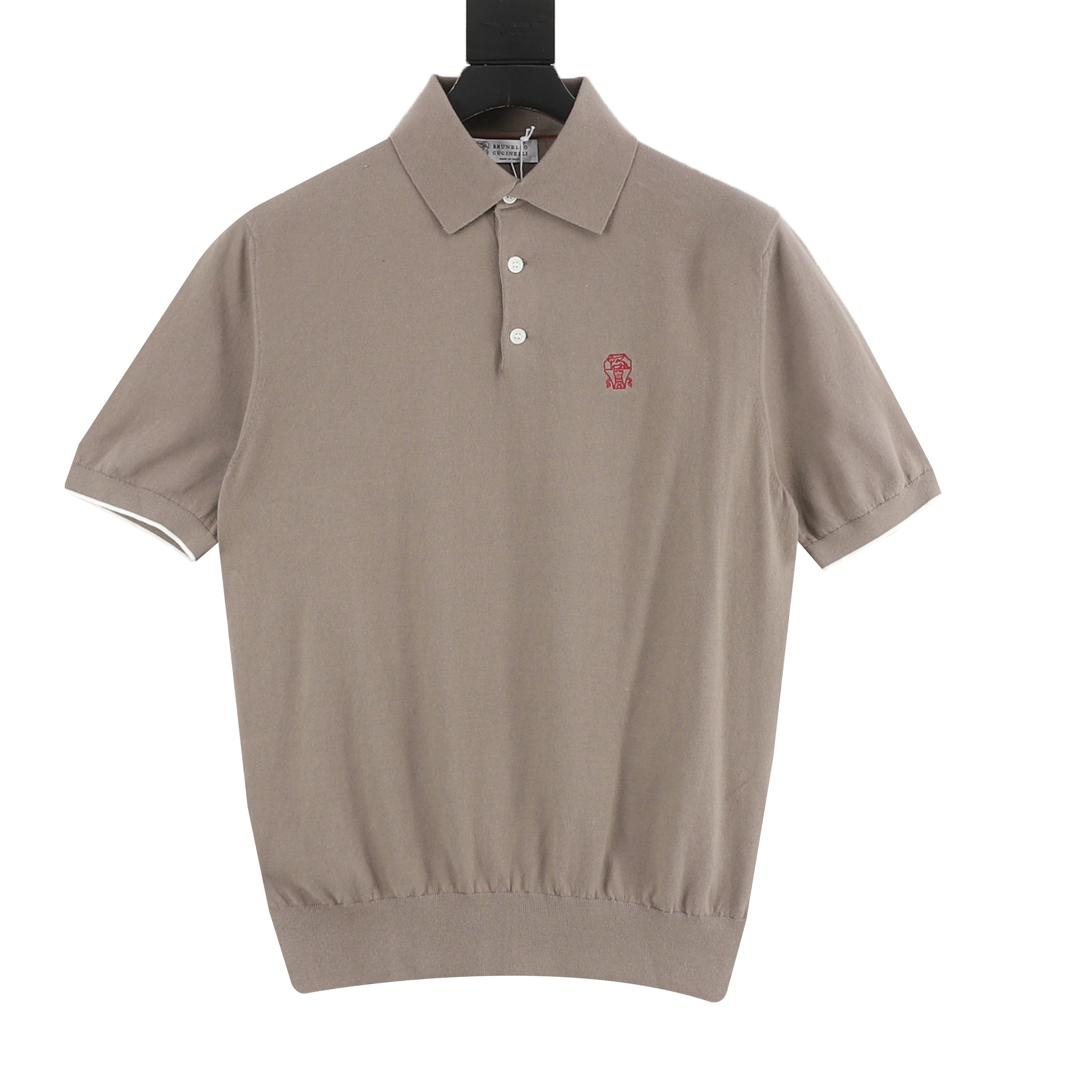 Brunello Cucinelli Solid Color Embroidered Logo Polo Shirt