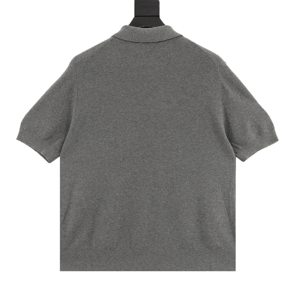 Dior Christian Dior Embroidered Short-Sleeve Knit Polo in Grey