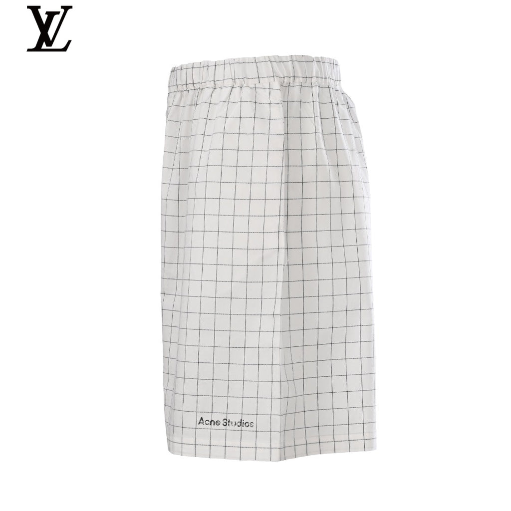 Acne Studios White Grid Pattern Elastic Waist Shorts