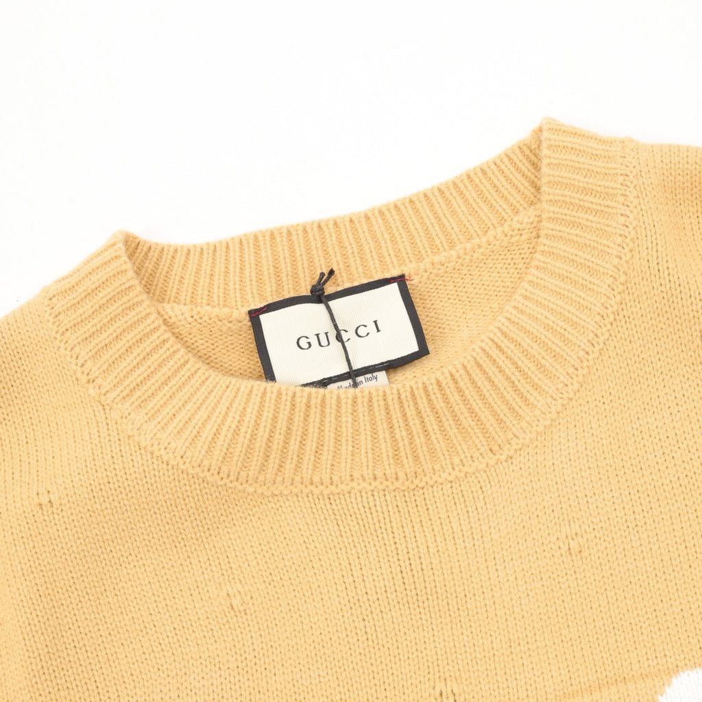 Gucci Women's Men's Beige Logo Crewneck Sweater