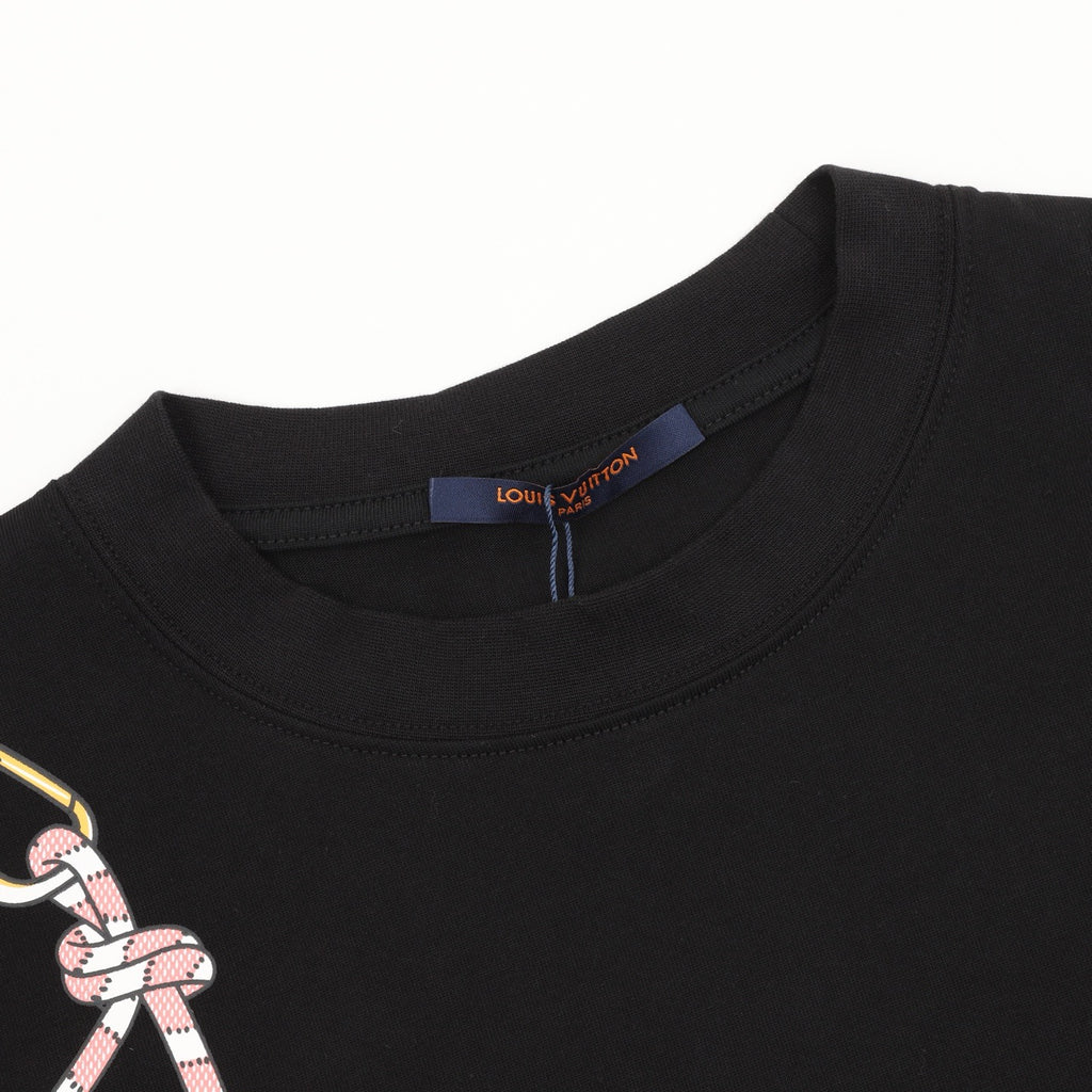 Louis Vuitton Women's Men's Black Rope Strap Print Long-Sleeve T-Shirt