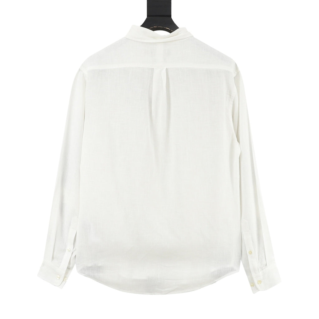 Ralph Lauren Women's Men's White Pony Logo Long-Sleeve Linen Shirt