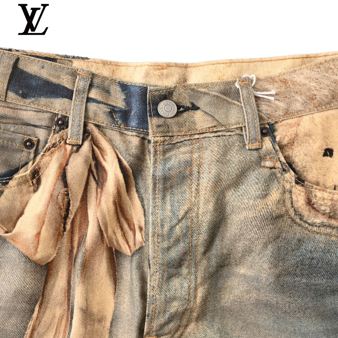 Louis Vuitton Men's Teddy Bear Print Denim Shorts