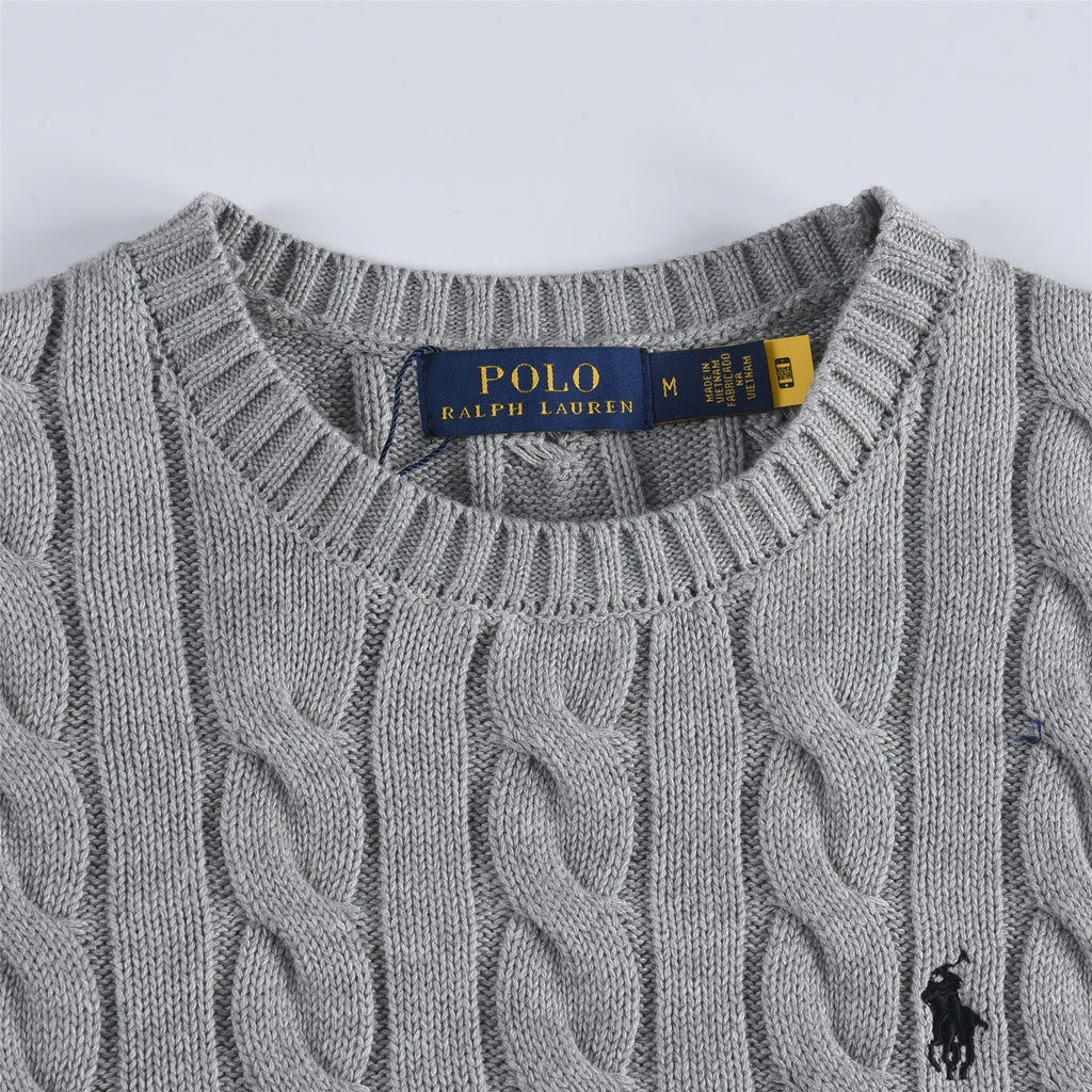 Polo Ralph Lauren Women's Men's Light Grey Cable Knit Crewneck Sweater