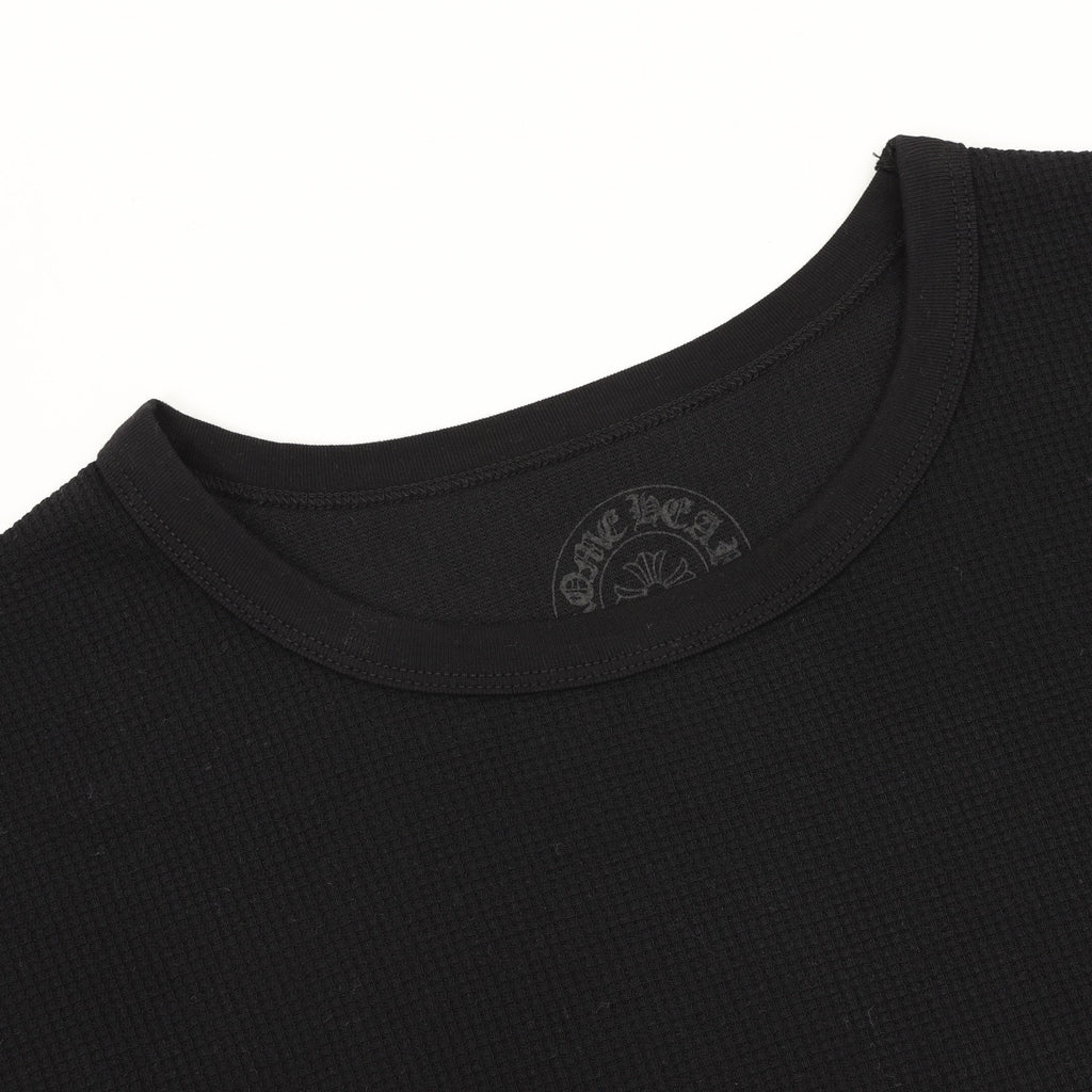 Chrome Hearts Vine & Sword Crest Long-Sleeve Tee — Black, Waffle Knit