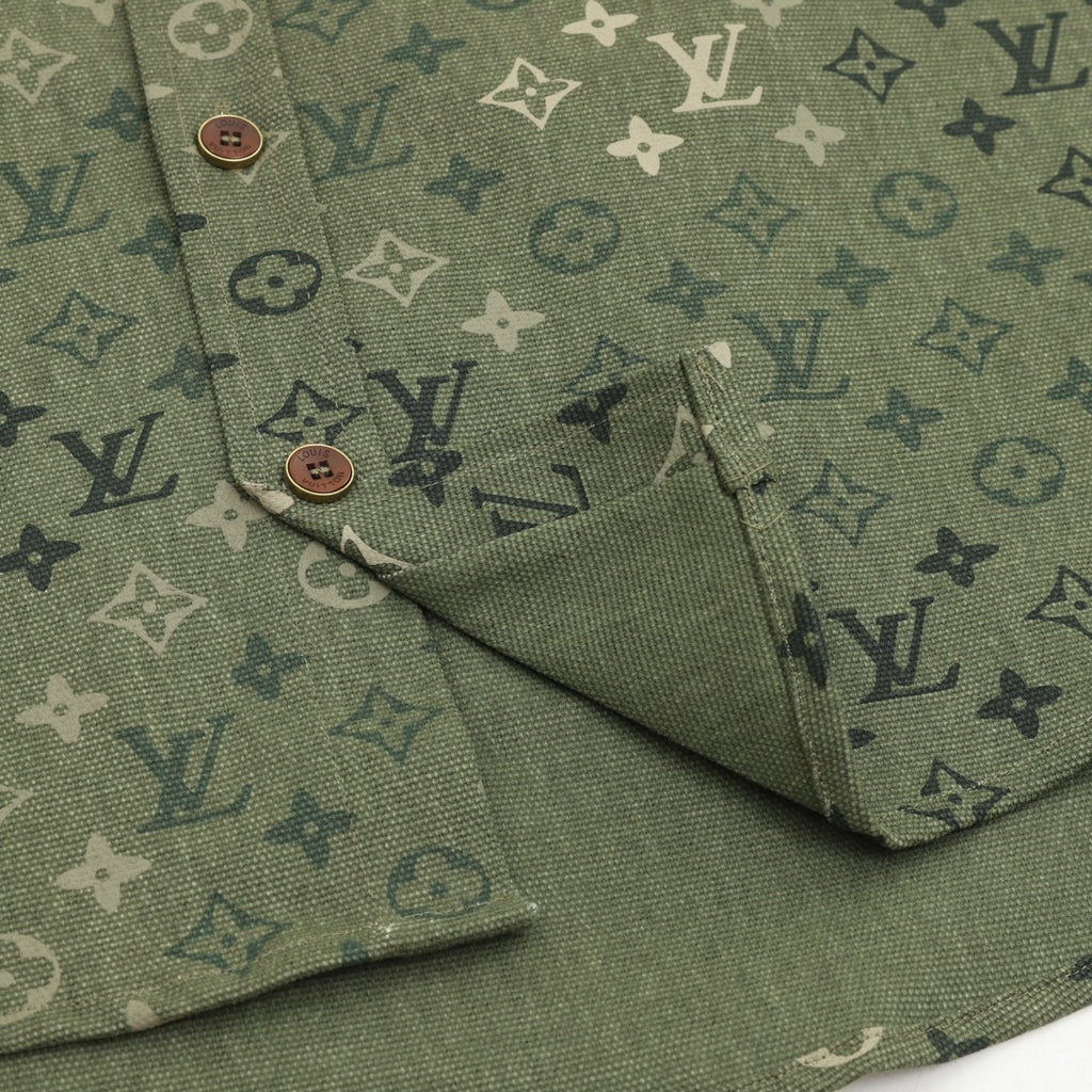 Louis Vuitton LV Monogram Denim Print Contrast Sleeve Overshirt Jacket