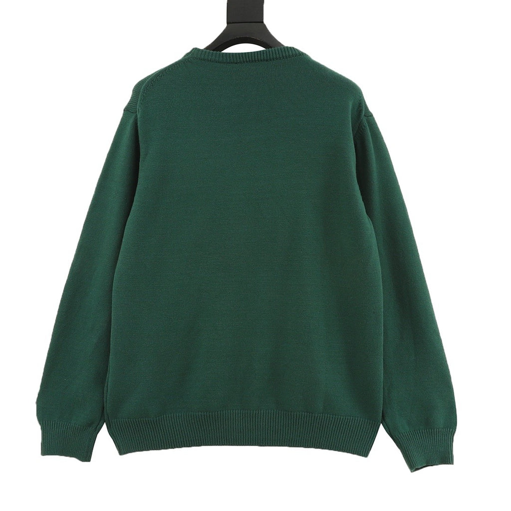 Gucci Women's Men's Green Script Logo Crewneck Knit Sweater