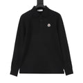 Moncler Women's Men's Black Logo Patch Long-Sleeve Polo Shirt