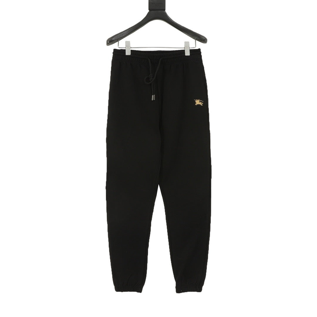 Burberry Women's & Men's Black Small Equestrian Logo Drawstring Jogger Pants