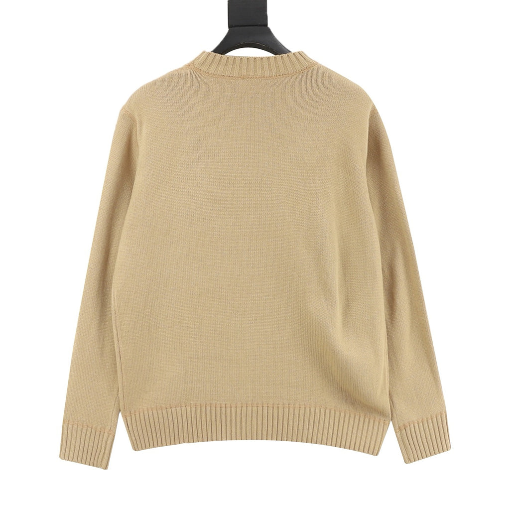 Prada Women's Men's Camel Logo Graphic Crewneck Sweater