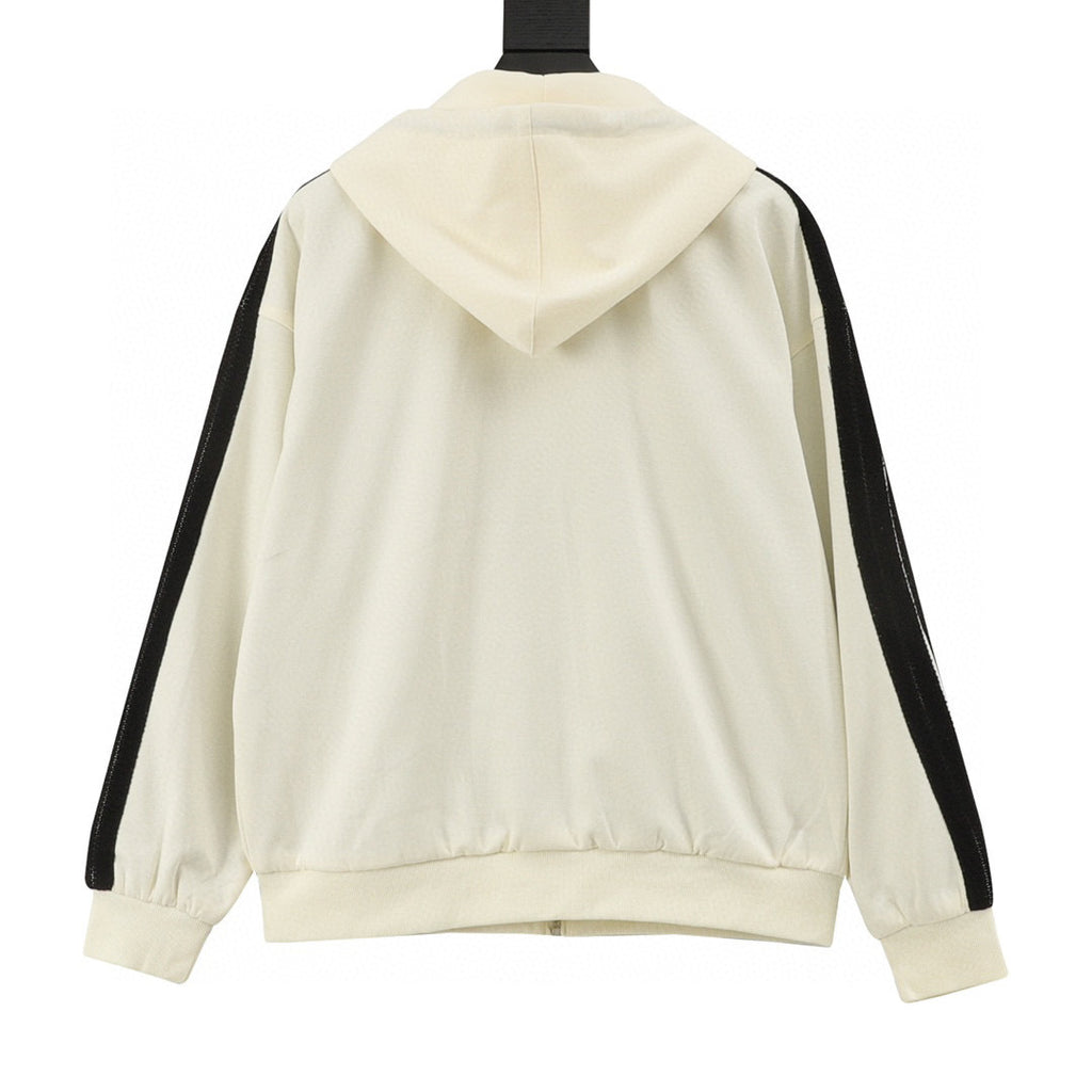 Loewe Anagram Logo Embroidered Contrast Sleeve Zip-Up Hoodie