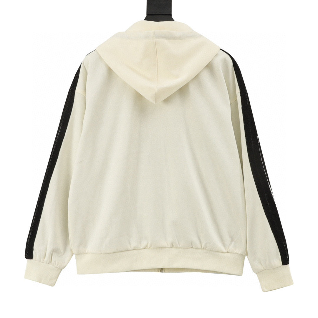 Loewe Anagram Logo Embroidered Contrast Sleeve Zip-Up Hoodie