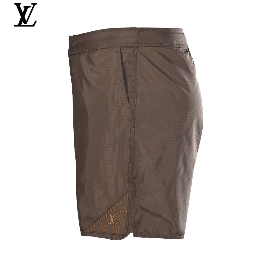 Louis Vuitton Brown Check Logo Patch Swim Shorts