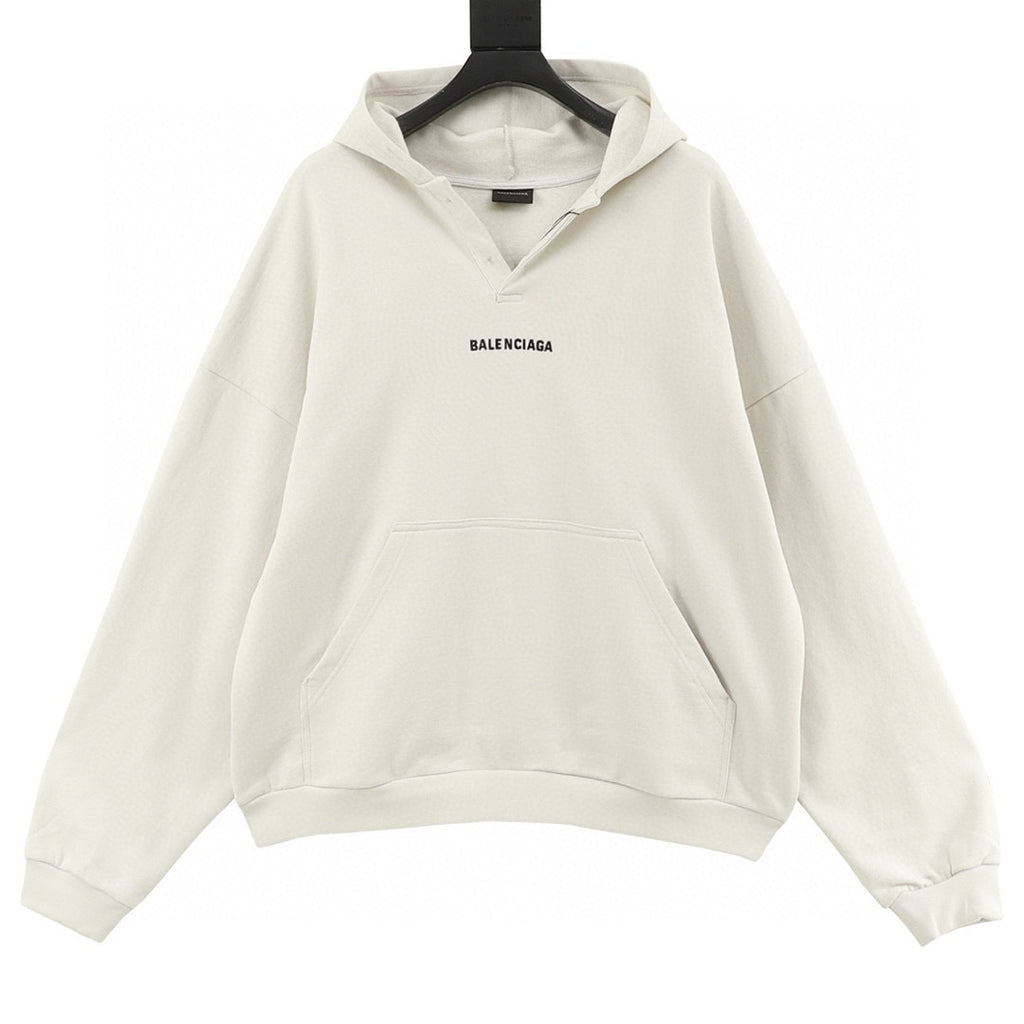 Balenciaga Logo Embroidered V-Neck Oversized Hoodie