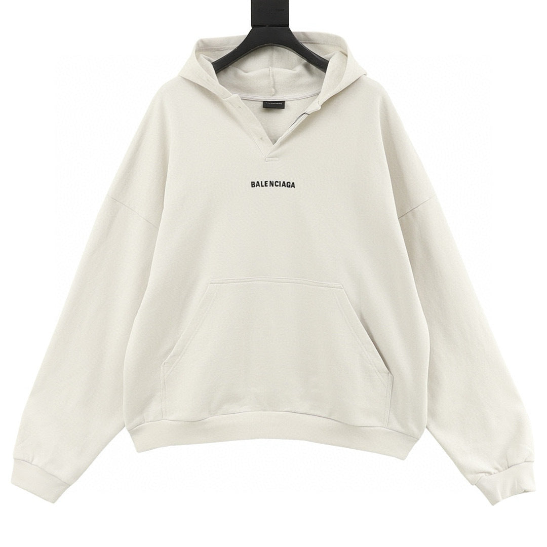 Balenciaga Logo Embroidered V-Neck Oversized Hoodie