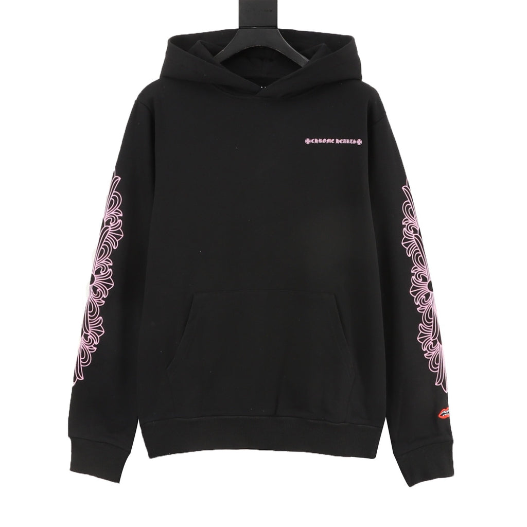 Chrome Hearts 25FW Pink Sanskrit Floral Embroidered Hoodie